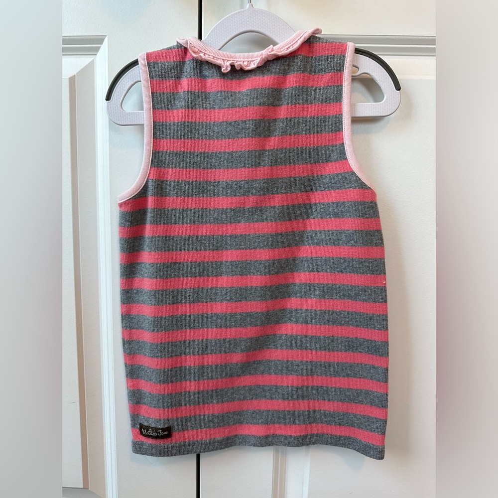Matilda Jane Travel Log Striped Ruffle Ribbed Tank (Size 8) - Picture 2 of 4